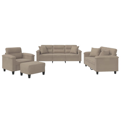 4-Delige Loungeset Met Kussens Microvezelstof Taupe