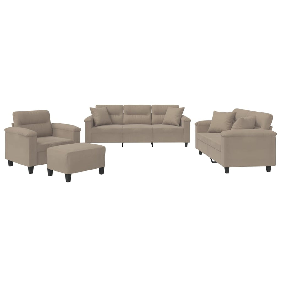 4-Delige Loungeset Met Kussens Microvezelstof Taupe
