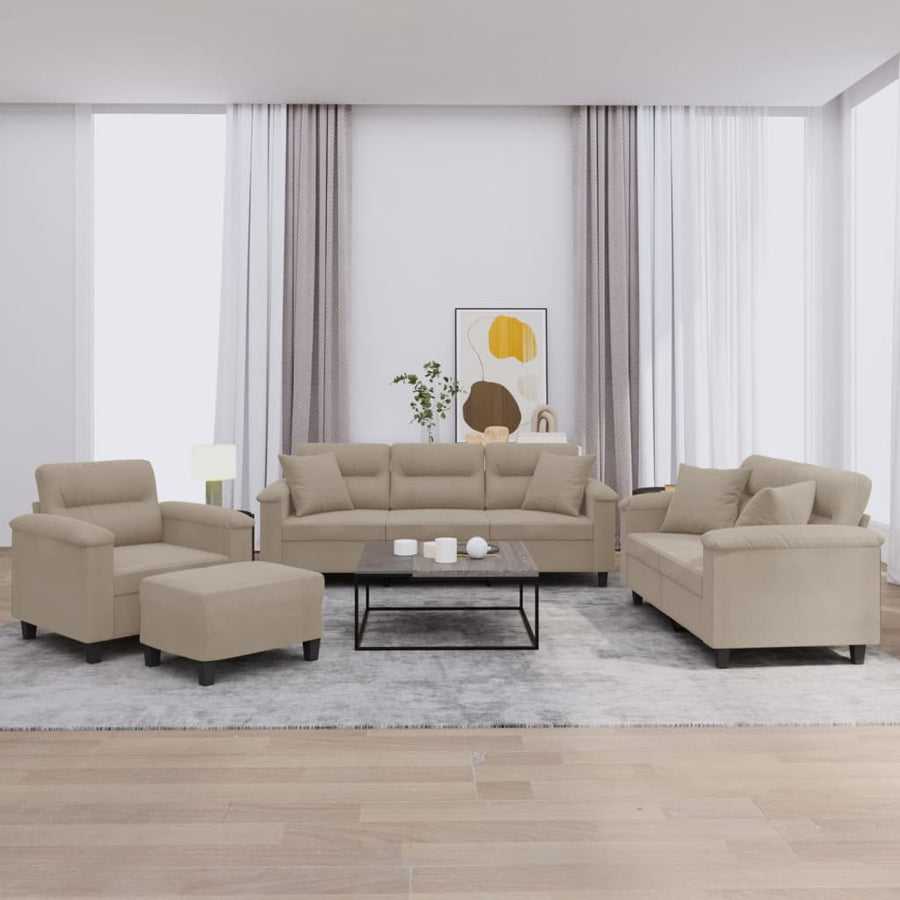 4-Delige Loungeset Met Kussens Microvezelstof Taupe