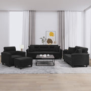 Loungeset 4-delig microvezelstof zwart