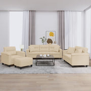 Loungeset 4-delig microvezel crèmekleurig