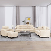 Loungeset 4-delig microvezelstof beige