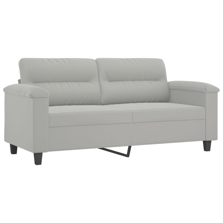 2-delige Loungeset met kussens microvezelstof lichtgrijs Lichtgrijs met kussens