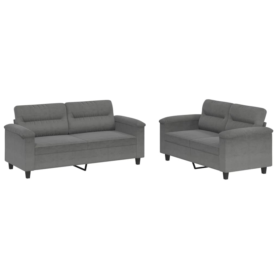 2-delige Loungeset met kussens microvezelstof donkergrijs Donkergrijs met kussens