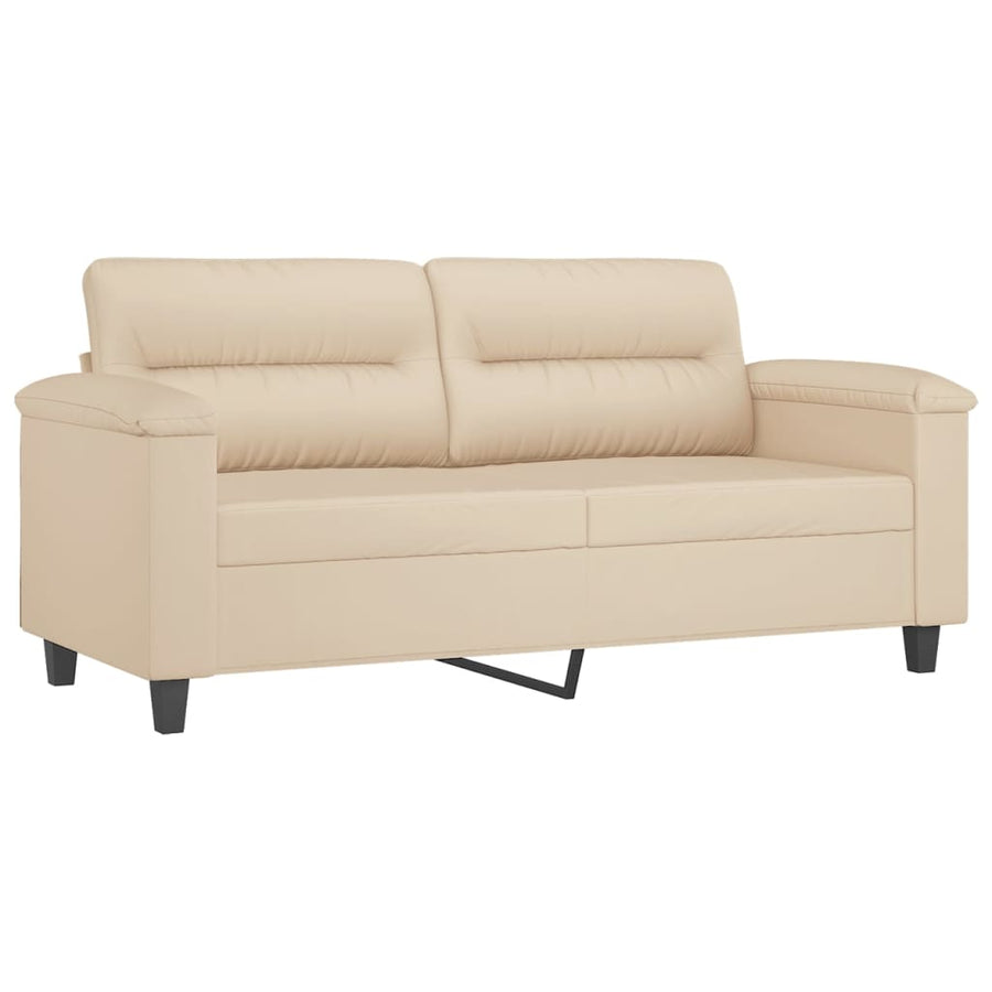 2-delige Loungeset met kussens microvezelstof crèmekleurig Crème met kussens