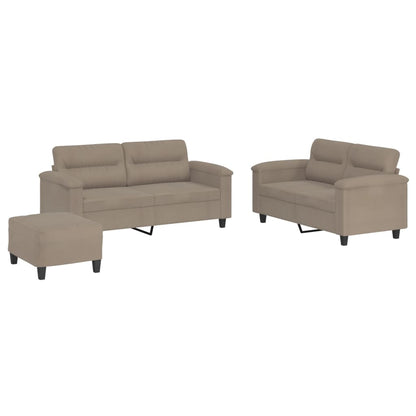 3-Delige Loungeset Met Kussens Microvezelstof Taupe