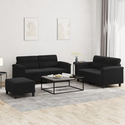 Loungeset 3-delig microvezelstof zwart