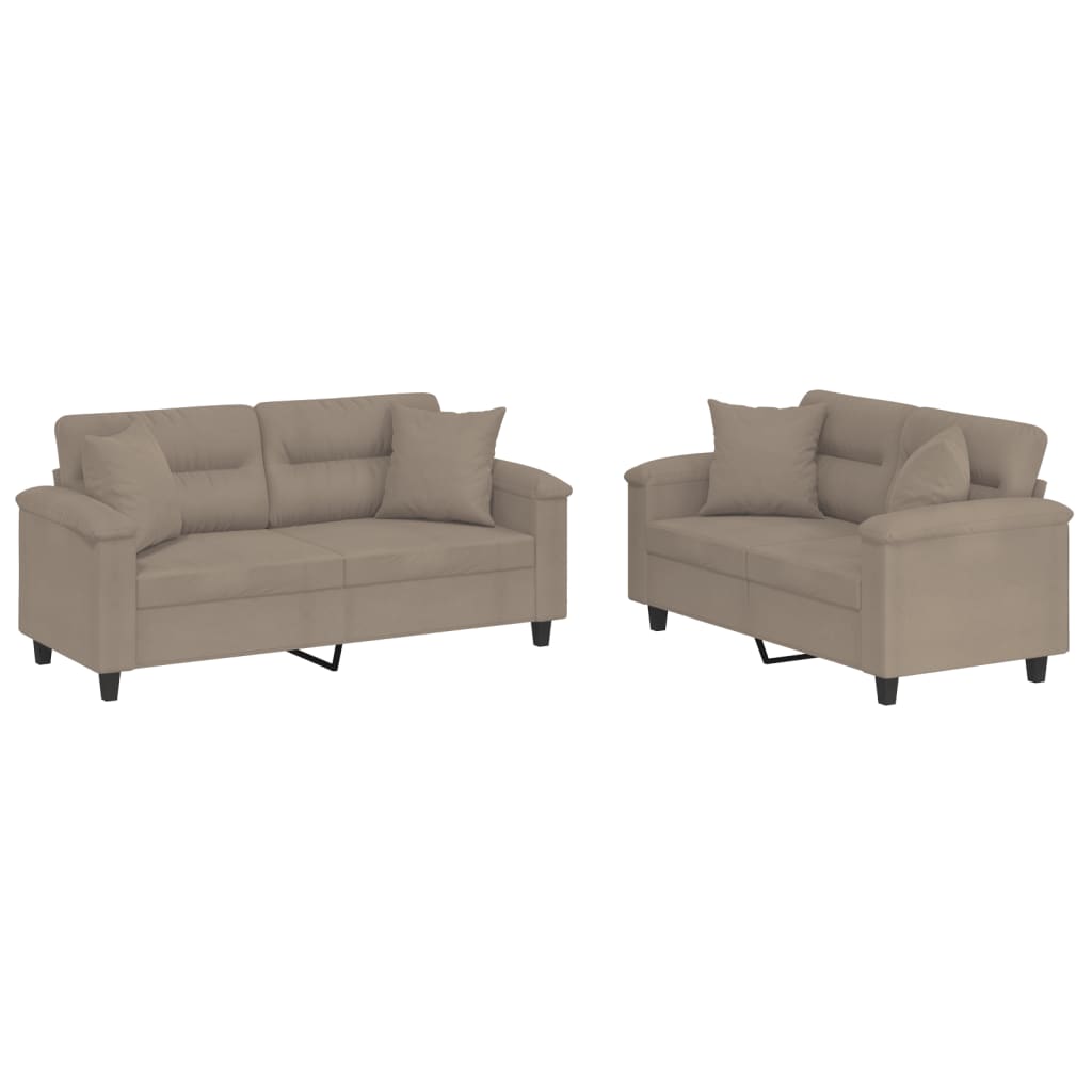 2-Delige Loungeset Microvezelstof Taupe met kussens