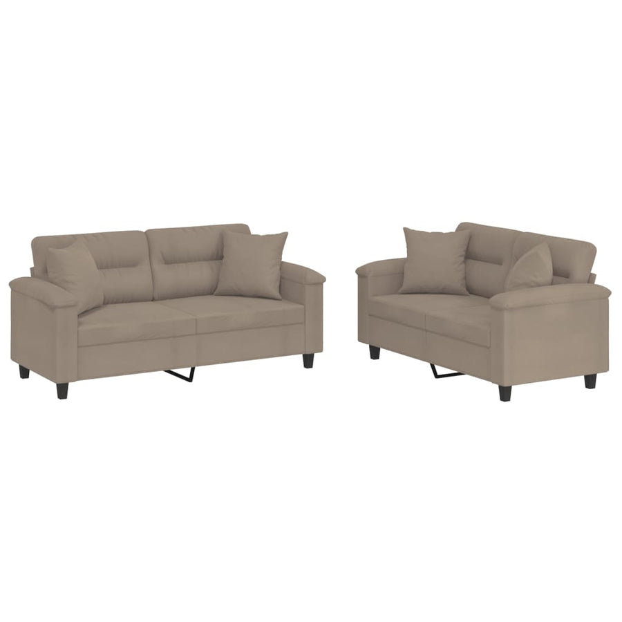 2-Delige Loungeset Microvezelstof Taupe met kussens