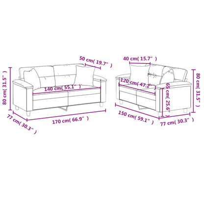 2-Delige Loungeset Microvezelstof Taupe met kussens
