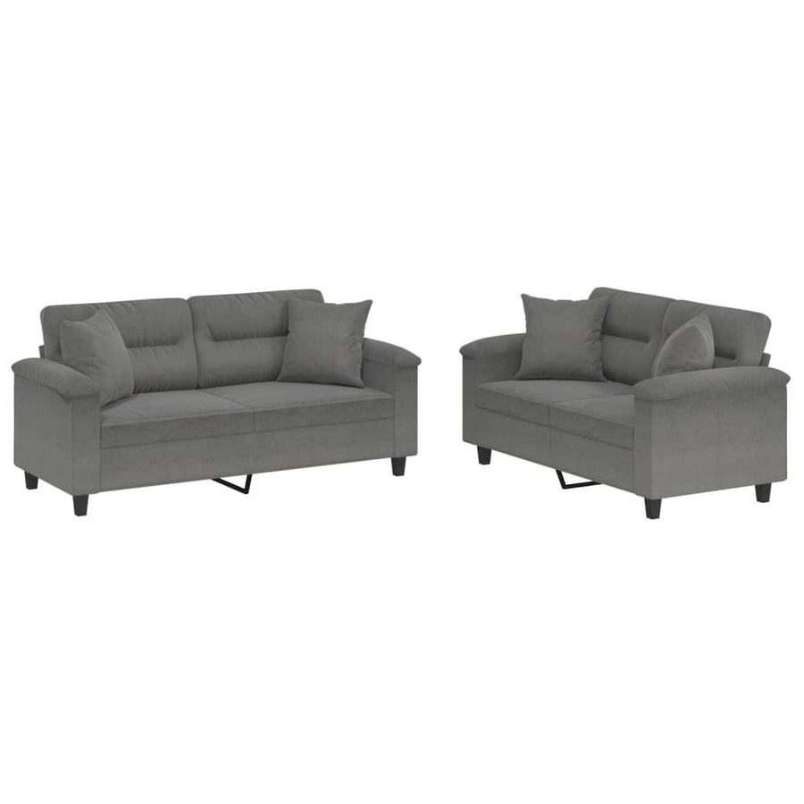 2-Delige Loungeset Microvezelstof Donkergrijs met kussens