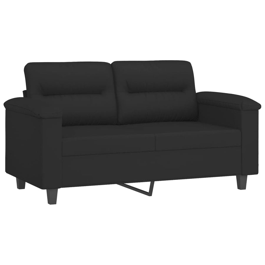 2-Delige Loungeset Microvezelstof Zwart met kussens