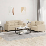 Loungeset 2-delig microvezel crèmekleurig