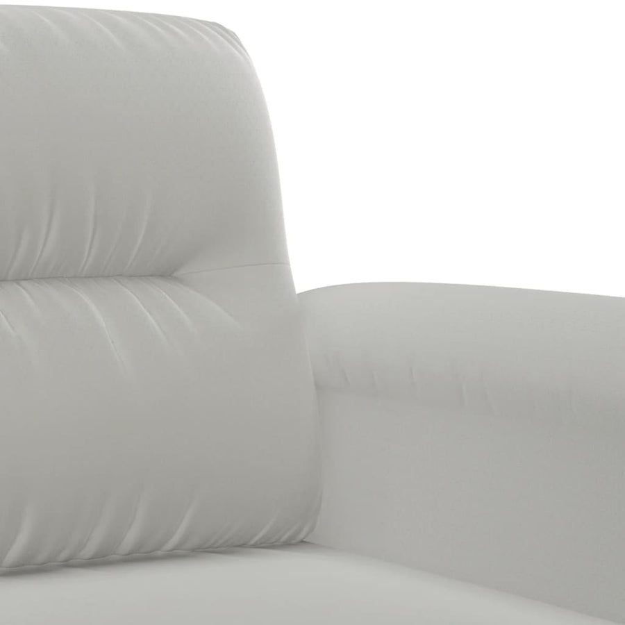 3-Delige Loungeset Met Kussens Microvezelstof Lichtgrijs met kussens en voetenbankje