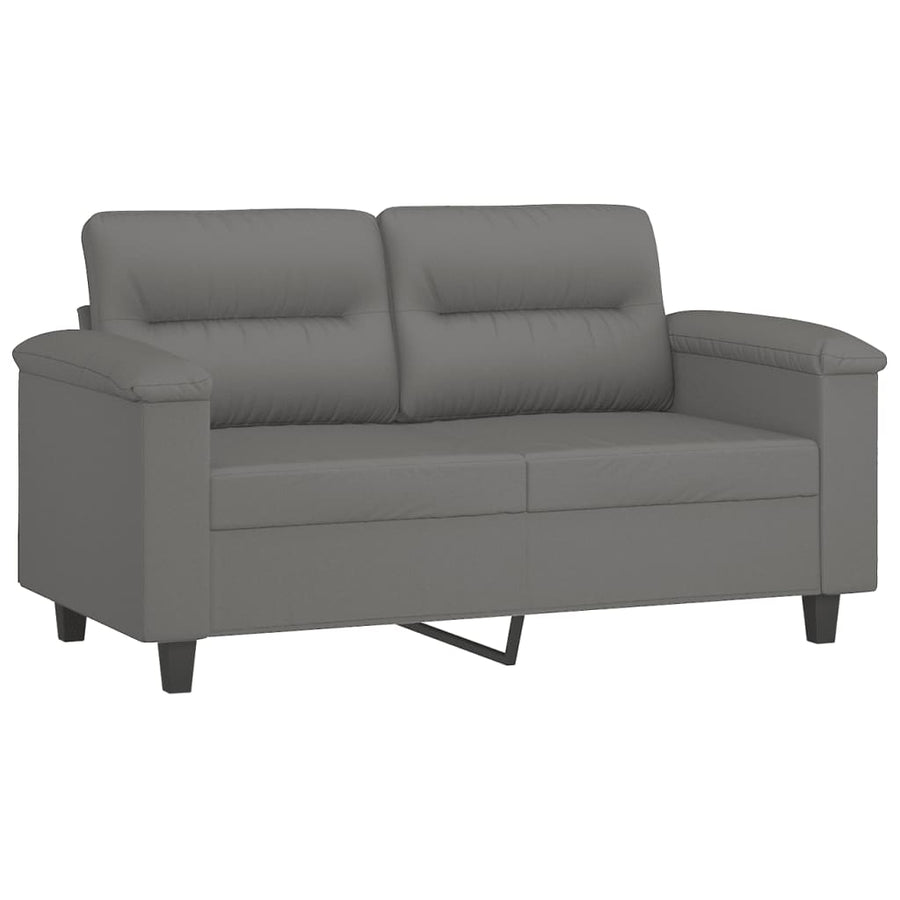 3-delige Loungeset met kussens microvezelstof donkergrijs Donkergrijs