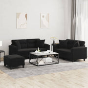 Loungeset 3-delig microvezelstof zwart