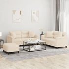 3-delige Loungeset met kussens microvezelstof beige