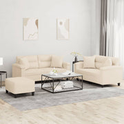 Loungeset 3-delig beige microvezelstof