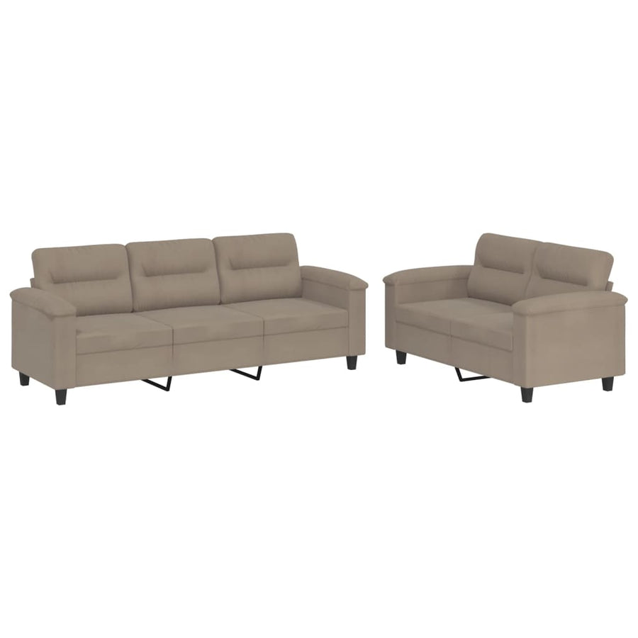 2-Delige Loungeset Met Kussens Microvezelstof Taupe