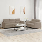 2-delige Loungeset met kussens microvezelstof taupe Taupe met kussens