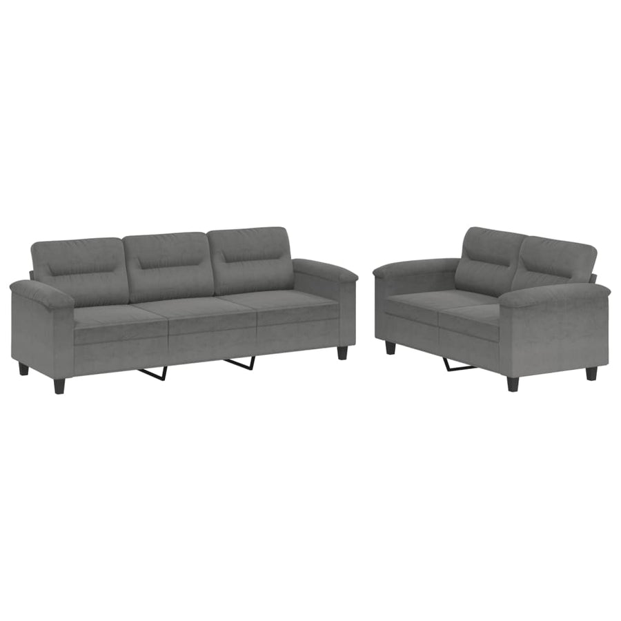 2-delige Loungeset met kussens microvezelstof donkergrijs Donkergrijs met kussens