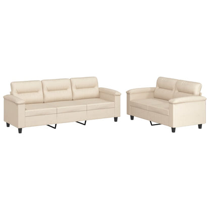 2-delige Loungeset met kussens microvezelstof beige Beige met kussens