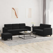 Loungeset 3-delig microvezel zwart