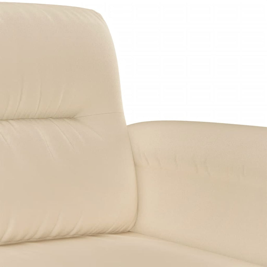 3-Delige Loungeset Met Kussens Microvezelstof Kleurig Crème met kussens en voetenbankje