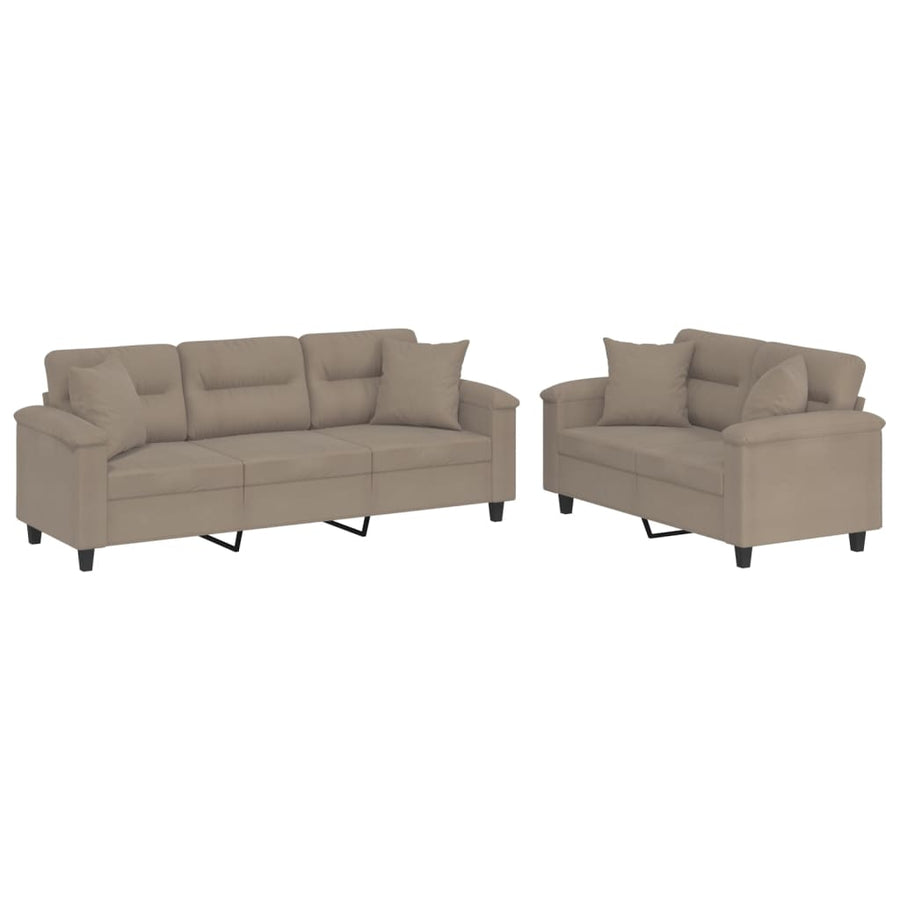 2-Delige Loungeset Microvezelstof Taupe met kussens