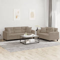 2-delige Loungeset met kussens microvezelstof taupe