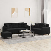 Loungeset 3-delig microvezelstof zwart