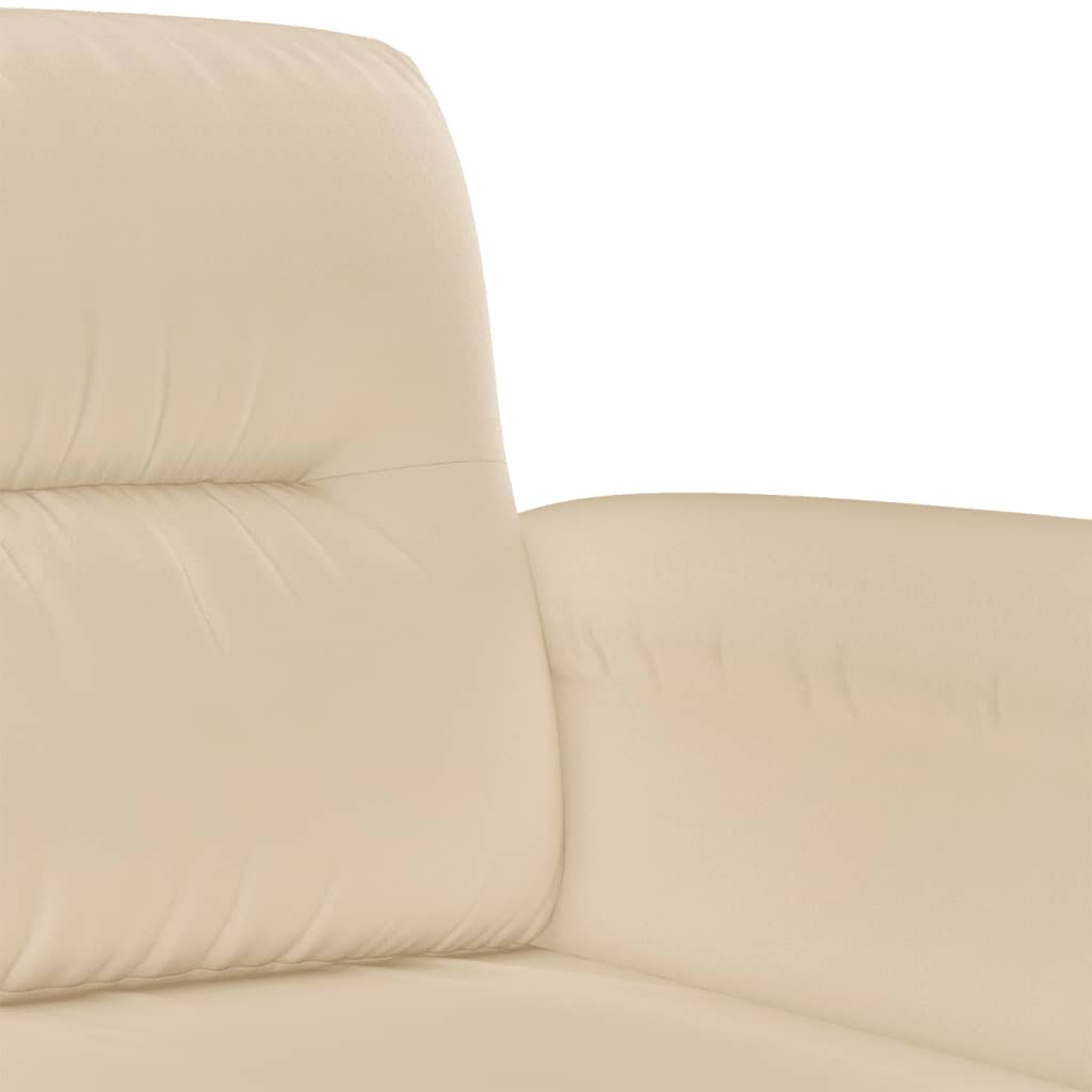 3-Delige Loungeset Met Kussens Microvezelstof Kleurig Crème met kussens en voetenbankje