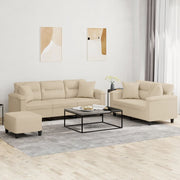 Loungeset 3-delig microvezel crèmekleurig