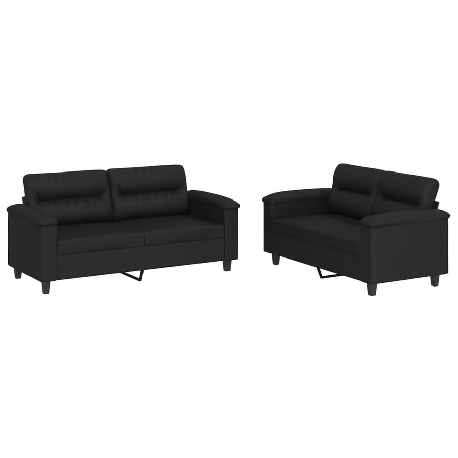 2-Delige Loungeset Kunstleer Zwart met kussens