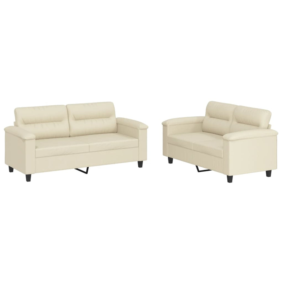 2-delige Loungeset met kussens kunstleer crème Crème met kussens