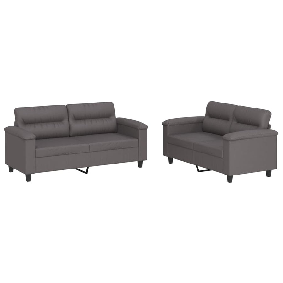 2-delige Loungeset met kussens kunstleer grijs Grijs met kussens