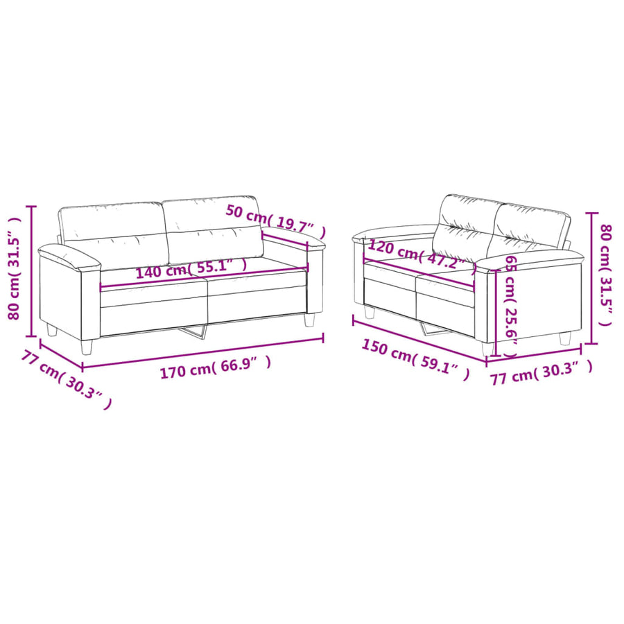2-delige Loungeset met kussens kunstleer grijs Grijs met kussens