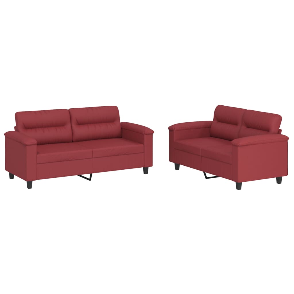 2-delige Loungeset met kussens kunstleer wijnrood Wijnrood met kussens
