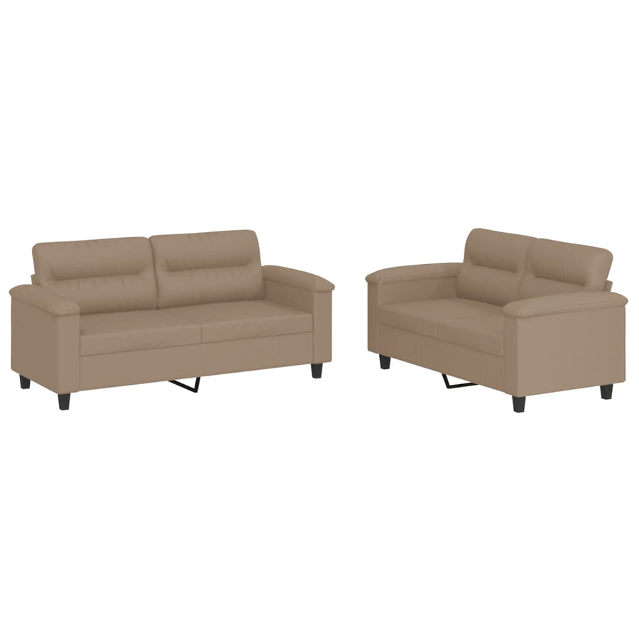 2-delige Loungeset met kussens kunstleer cappuccino Cappuccino met kussens