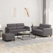 Loungeset 3-delig kunstleer grijs