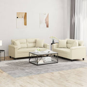 Loungeset 2-delig kunstleer crèmekleurig