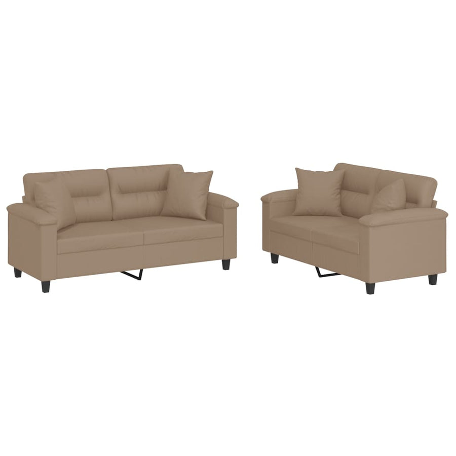 2-Delige Loungeset Kunstleer Kleurig Cappuccino met kussens