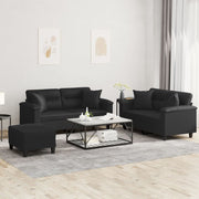 Loungeset 3-delig kunstleer zwart