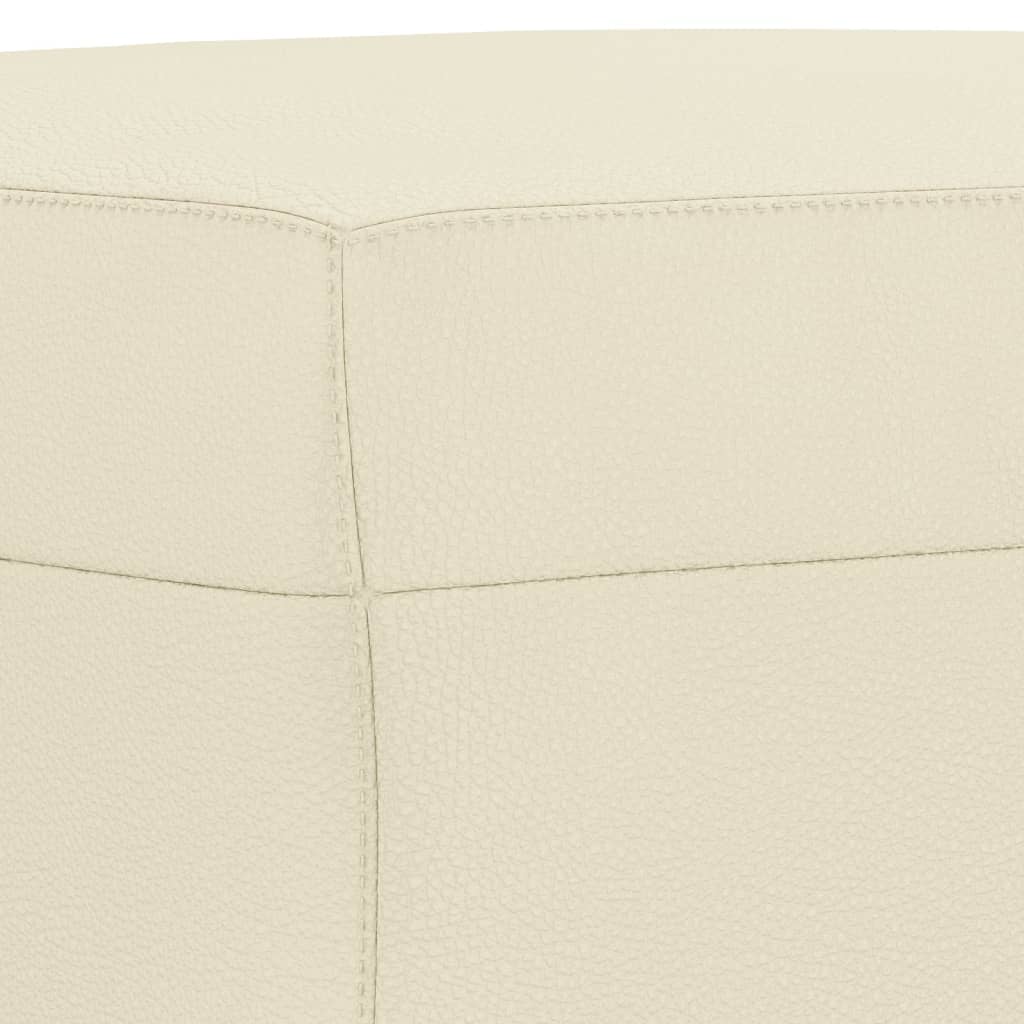 3-Delige Loungeset Met Kussens Kunstleer Kleurig Crème met kussens en voetenbankje