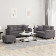 Loungeset 3-delig kunstleer grijs