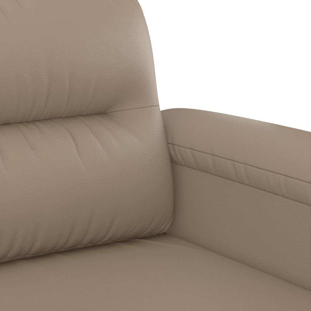 3-Delige Loungeset Met Kussens Kunstleer Kleurig Cappuccino met kussens en voetenbankje