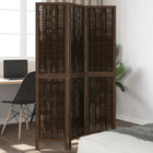 3-Panel Room Divider Solid Paulownia Wood Dark Brown