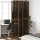 3-Panel Room Divider Solid Paulownia Wood Dark Brown