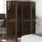 4-Panel Room Divider Solid Paulownia Wood Dark Brown