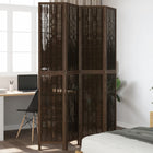 4-Panel Room Divider Solid Paulownia Wood Dark Brown
